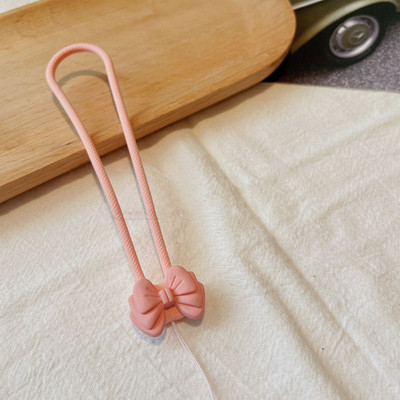 INS Curea drăguță de mână din silicon 3D cu nod cu arc de culoare bomboană pentru Airpods Pro 2 husă pentru telefon cu desene animate Brățară multifuncțională cu șnur cu farmec