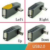 Mini USB 5Pin Mascul la USB Femeie Convertor de unghi de 90 de grade Conector de sincronizare a datelor Adaptor OTG pentru mașină MP3 MP4 Tablete Telefoane U-Disk