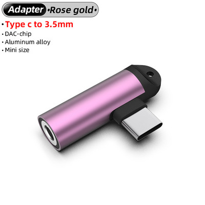 Adaptor mufă pentru căști tip C de 3,5 mm, USB C la 3,5 MM, convertizor audio auxiliar cu cip DAC pentru Samsung Galaxy S21 S20 Oneplus 8t Nord