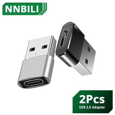 2 vnt. USB į C tipo OTG adapterį USB USB-C kištuką į mikro USB tipo c moterišką keitiklį, skirtą Macbook Samsung S20 USBC OTG jungtis