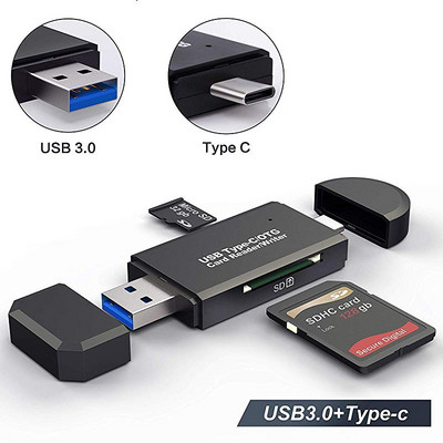 Cititor de carduri universal 3 în 1 Tip C și Micro USB și USB la Micro SD TF Adaptor USB OTG Memorie inteligentă Cititor de carduri Microsd pentru PC iPad