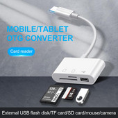 Adaptor multifuncțional de tip C Cititor de carduri de memorie TF SD Adaptor OTG pentru IPad Pro Huawei pentru Macbook Cititor de carduri Micro USB tip C