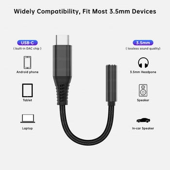 USB тип C към 3,5 мм аудио адаптер Usb C 3.5 жак за слушалки Aux аудио кабел за Ipad pro 2021 Samsung S22 Google Pixel 6 5 Xiaomi