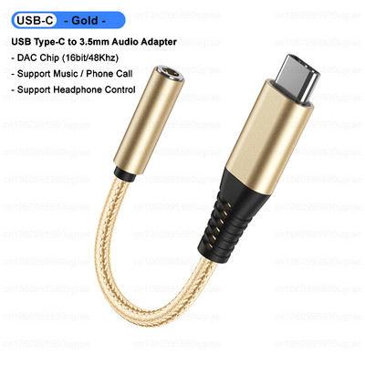 Adaptor audio USB tip C la 3,5 mm Mufă pentru căști USB C 3,5 Cablu audio auxiliar pentru Ipad pro 2021 Samsung S22 Google Pixel 6 5 Xiaomi