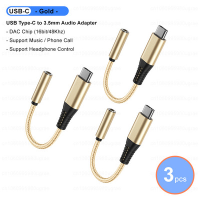 Adaptor audio USB tip C la 3,5 mm Mufă pentru căști USB C 3,5 Cablu audio auxiliar pentru Ipad pro 2021 Samsung S22 Google Pixel 6 5 Xiaomi