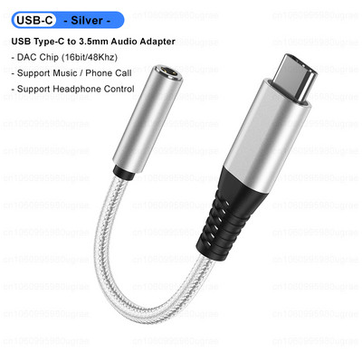 Adaptor audio USB tip C la 3,5 mm Mufă pentru căști USB C 3,5 Cablu audio auxiliar pentru Ipad pro 2021 Samsung S22 Google Pixel 6 5 Xiaomi