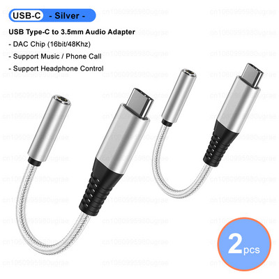 Adaptor audio USB tip C la 3,5 mm Mufă pentru căști USB C 3,5 Cablu audio auxiliar pentru Ipad pro 2021 Samsung S22 Google Pixel 6 5 Xiaomi