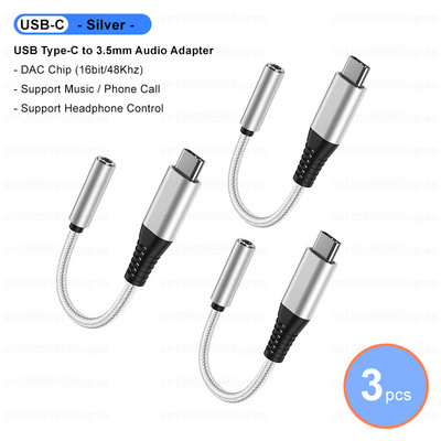 Adaptor audio USB tip C la 3,5 mm Mufă pentru căști USB C 3,5 Cablu audio auxiliar pentru Ipad pro 2021 Samsung S22 Google Pixel 6 5 Xiaomi