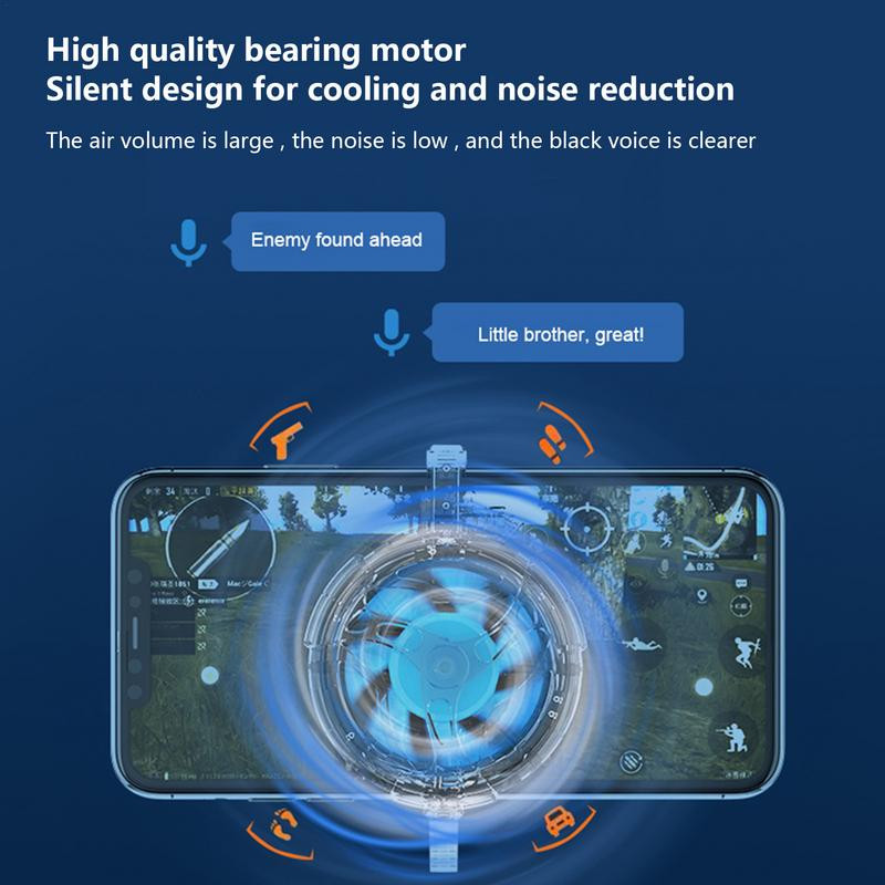 Telefonhűtő Újratölthető mobil radiátor hűtőventilátor Hordozható csendes mobilventilátor többszínű fényű mobil Gam-ing hűtővel