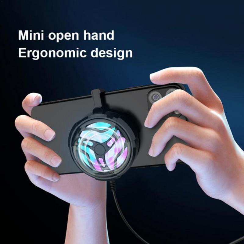 Telefonhűtő Újratölthető mobil radiátor hűtőventilátor Hordozható csendes mobilventilátor többszínű fényű mobil Gam-ing hűtővel