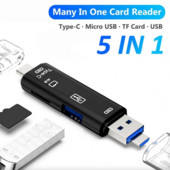 Cititor de carduri de memorie multifuncțional 5 în 1 Usb 3.0 Tip C Adaptor pentru cititor USB Micro Usb Card Tf/SD OTG Accesorii pentru telefonul mobil