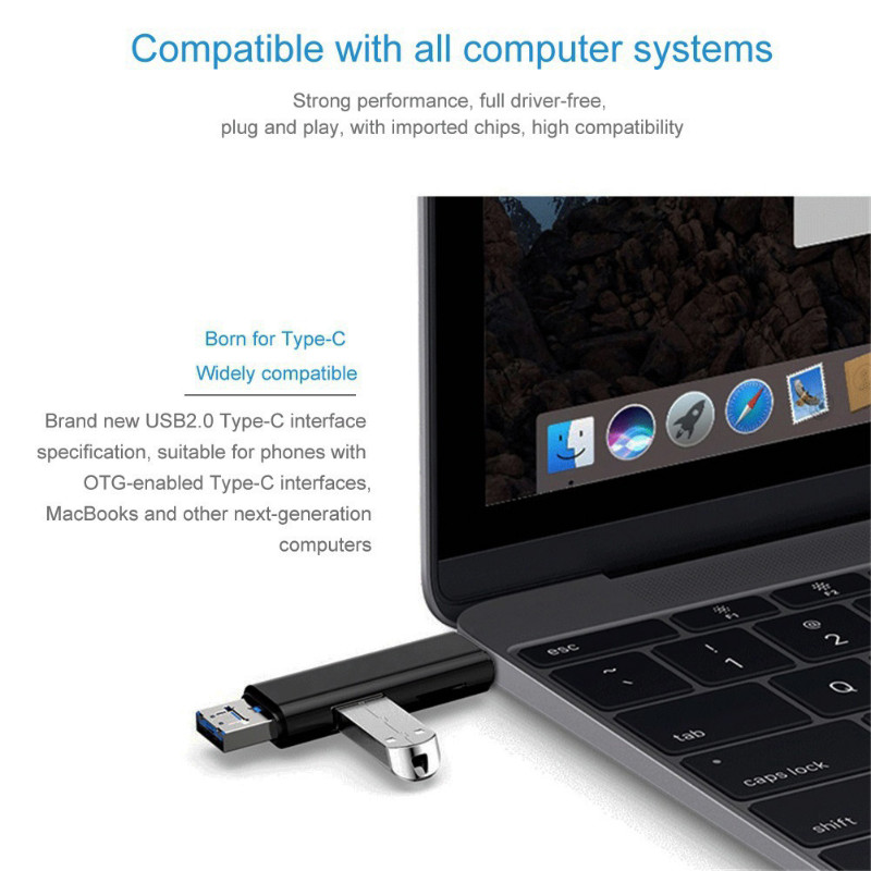 5 az 1-ben USB 3.0 többfunkciós memóriakártya-olvasó C típusú Usb Micro USB olvasóadapter Tf/SD OTG kártya Mobiltelefon tartozékok