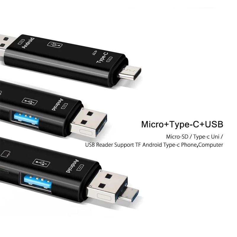 5 az 1-ben USB 3.0 többfunkciós memóriakártya-olvasó C típusú Usb Micro USB olvasóadapter Tf/SD OTG kártya Mobiltelefon tartozékok