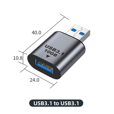 Adaptor metal USB C 3.1 OTG 10Gbps Transfer rapid de date Tip-C 3A Convertor de încărcare pentru Samsung Xiaomi pentru tabletă Macbook Pro