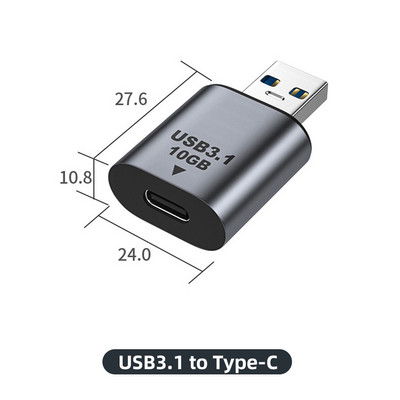 Adaptor metal USB C 3.1 OTG 10Gbps Transfer rapid de date Tip-C 3A Convertor de încărcare pentru Samsung Xiaomi pentru tabletă Macbook Pro