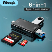 Elough Cititor de carduri USB 3.0 tip C la SD Micro SD TF Card de memorie pentru PC Laptop Telefon de mare viteză Cititor de carduri de memorie multiplu 6 în 1