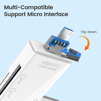 Четец на карти Elough Usb 3.0 тип C към SD Micro SD TF карта с памет за компютър, лаптоп, телефон, високоскоростен 6 в 1 мулти четец на карти с памет