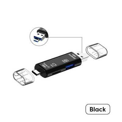Elough Cititor de carduri USB 3.0 tip C la SD Micro SD TF Card de memorie pentru PC Laptop Telefon de mare viteză Cititor de carduri de memorie multiplu 6 în 1