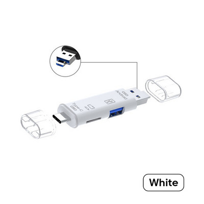 Elough Cititor de carduri USB 3.0 tip C la SD Micro SD TF Card de memorie pentru PC Laptop Telefon de mare viteză Cititor de carduri de memorie multiplu 6 în 1