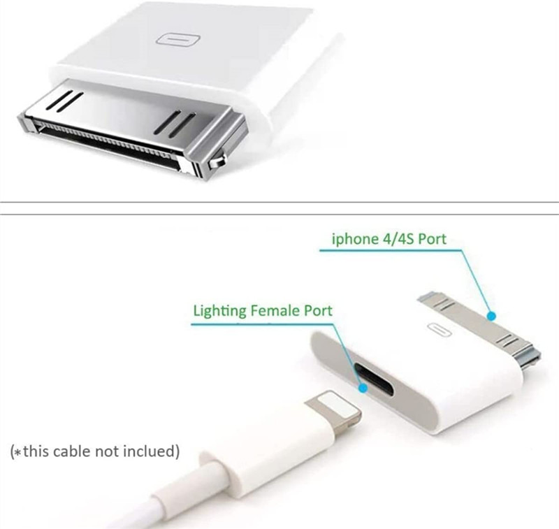 8 tűs apa 30 tűs anya töltésszinkron világítás 30 tűs adapterhez IPhone 4 4S IPad 2 3 iPod Touch töltőkábel átalakítóhoz