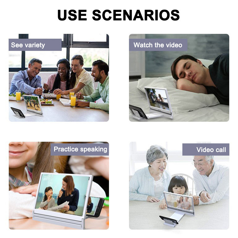 3D képernyő erősítő Mobiltelefon képernyő videó nagyító 2-3-szoros nagyítás nagy felbontású erősítő összecsukható okostelefon állvány