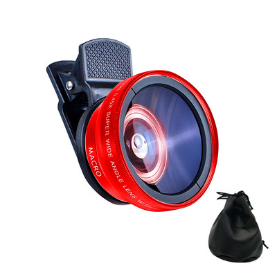 Fotografie 12,5X Macro Kit lentile pentru telefon mobil Carcasă de depozitare Sticlă optică HD 0,45X Unghi larg cu accesorii cu cleme Capac