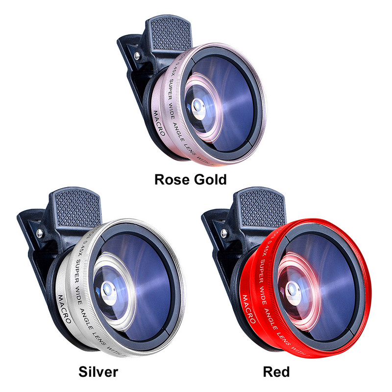 Photography 12,5X Macro Κιτ φακού κινητού τηλεφώνου Θήκη αποθήκευσης HD οπτικό γυαλί 0,45X ευρυγώνια με κάλυμμα αξεσουάρ κλιπ