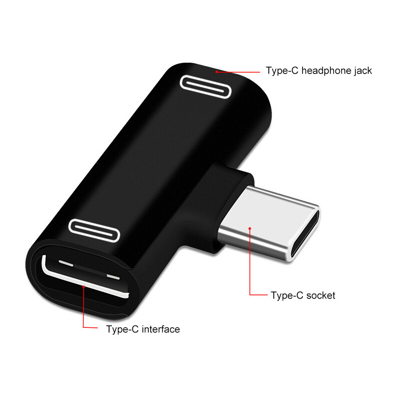 Dual 2 in 1 USB-C Type C OTG kábel adapter elosztó Xiaomi Huawei Samsung fülhallgató fejhallgató átalakító audio töltő adapterhez