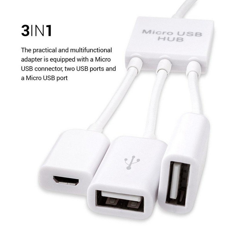 Micro USB OTG hub adapter okostelefonhoz / táblagéphez Micro USB elosztó Apple Samsung Lenovo Xiaomi Redmi Huawei egér billentyűzethez