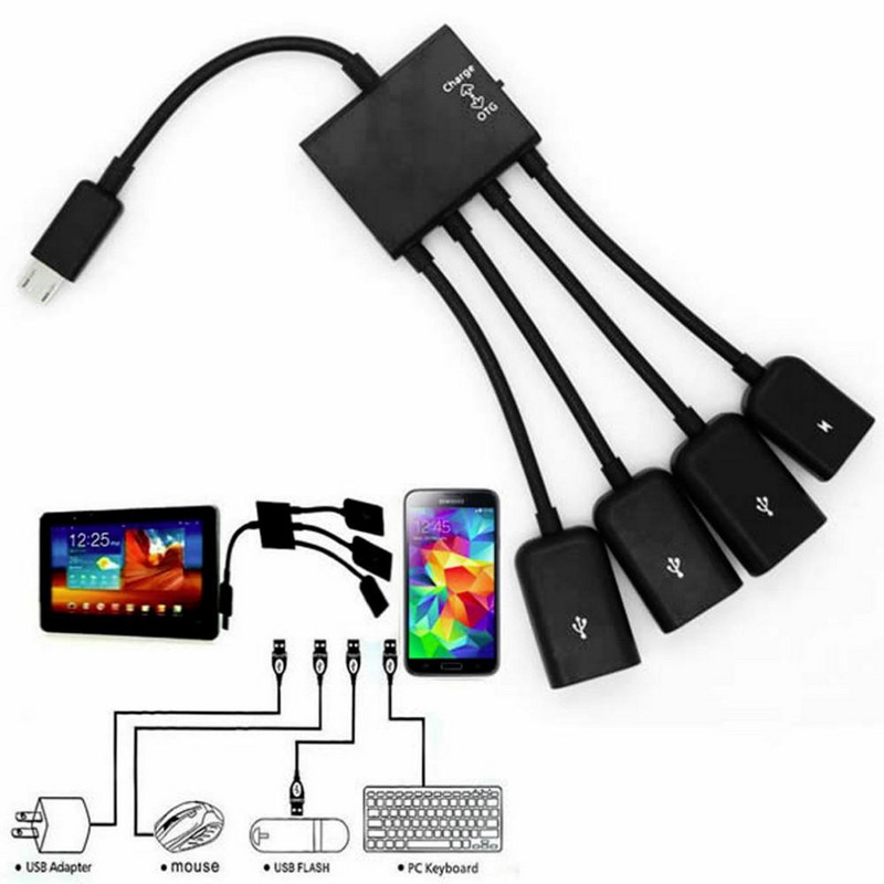 Micro USB OTG hub adapter okostelefonhoz / táblagéphez Micro USB elosztó Apple Samsung Lenovo Xiaomi Redmi Huawei egér billentyűzethez