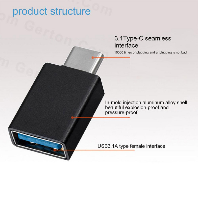 USB - C típusú adapter USB 3.0 Type-C OTG adapter Micro USB - C típusú anya átalakító Samsunghoz Xiaomi töltőadapterhez