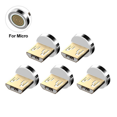 Cablu de încărcare magnetic Adaptor Conector Sfaturi Cap pentru tip C Micro USB iPhone 3A Încărcare rapidă 5 buc mufe Nu cablu
