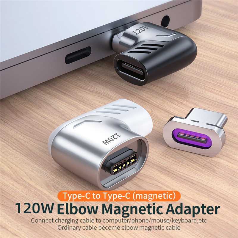 Tkey 120 W USB C mágneses adapter C típusú dugaszolható C típusú mágneshez, gyorstöltő USB C típusú mágneses átalakító Xiaomi Mi 9 Redmihez