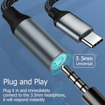 USB Type-C към 3,5 мм жак Аудио адаптерен кабел за Samsung Galaxy S23 S22 S21 Ultra Earphone Converter за Google Pixel 6 7 Pro