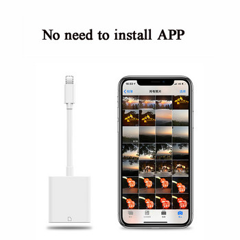 Нов адаптер за четец на карти 2в1 за iPhone 13 12 Многофункционален 3.0 OTG четец на карти TF SD карта OTG Камера Прехвърляне на снимки към телефон