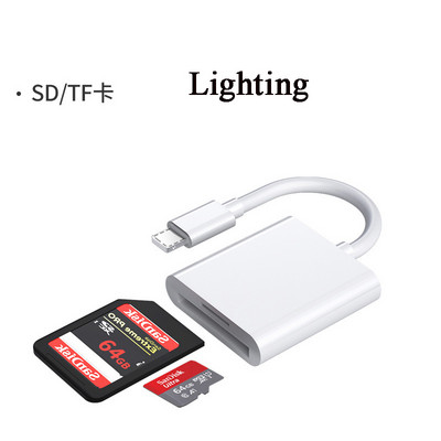 Nou adaptor pentru cititor de carduri 2in1 pentru iPhone 13 12 Cititor de carduri multifuncțional 3.0 OTG Card TF SD Card OTG Transfer foto pe telefon