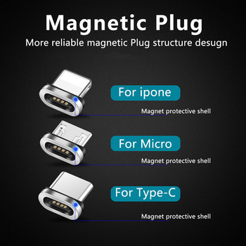 Кръгъл щепсел за магнитен кабел Тип C Micro USB C 8-пинови щепсели Адаптер за бързо зареждане Телефон Microusb Type-C Магнит щепсел за зарядно устройство