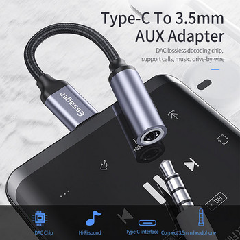 Essager USB Type C 3.5 Jack Адаптер за слушалки USB C към 3.5 mm слушалки AUX аудио адаптер кабел за Huawei P30 Xiaomi Mi 10 9