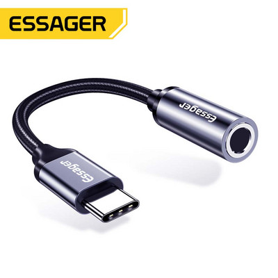 Essager USB Type C 3.5 Jack Προσαρμογέας ακουστικών USB C σε 3,5 mm Καλώδιο προσαρμογέα ήχου AUX ακουστικών για Huawei P30 Xiaomi Mi 10 9