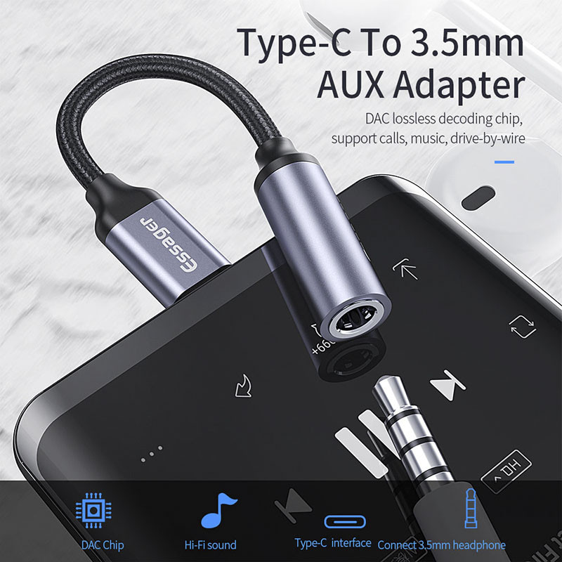 Essager USB Type C 3.5 Jack fülhallgató adapter USB C-3.5mm fejhallgató AUX audio adapter kábel Huawei P30 Xiaomi Mi 10 9 telefonhoz