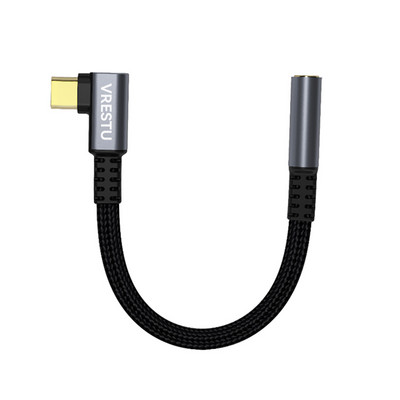 Cablu adaptor tip C la 90 de grade la 3,5 mm Jack Convertor amplificator pentru căști USB C pentru Samsung S22 Ultra Tab S6 Google Xiaomi Gamer