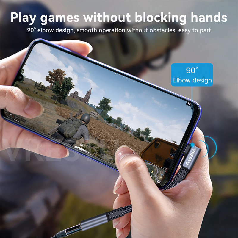 90 fokos C típusú - 3,5 mm-es Jack adapterkábel USB C fülhallgató-erősítő átalakító Samsung S22 Ultra Tab S6 Google Xiaomi Gamerhez