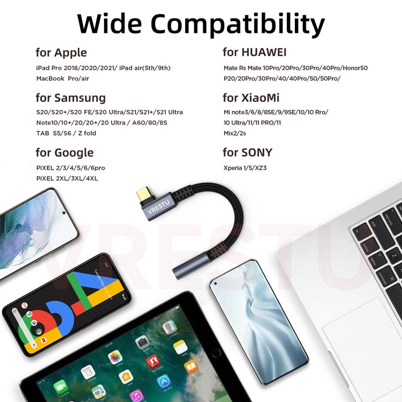 90 fokos C típusú - 3,5 mm-es Jack adapterkábel USB C fülhallgató-erősítő átalakító Samsung S22 Ultra Tab S6 Google Xiaomi Gamerhez