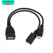 USB tip A mamă la micro USB masculin host OTG cu cablu micro USB mamă Y Sursă de alimentare externă pentru telefoane mobile și tablete