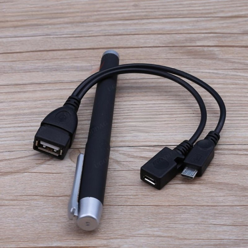 A-típusú USB-aljzat-mikro-USB-csavargazda OTG mikro USB-aljzat Y-kábellel külső tápegységgel mobiltelefonokhoz és táblagépekhez