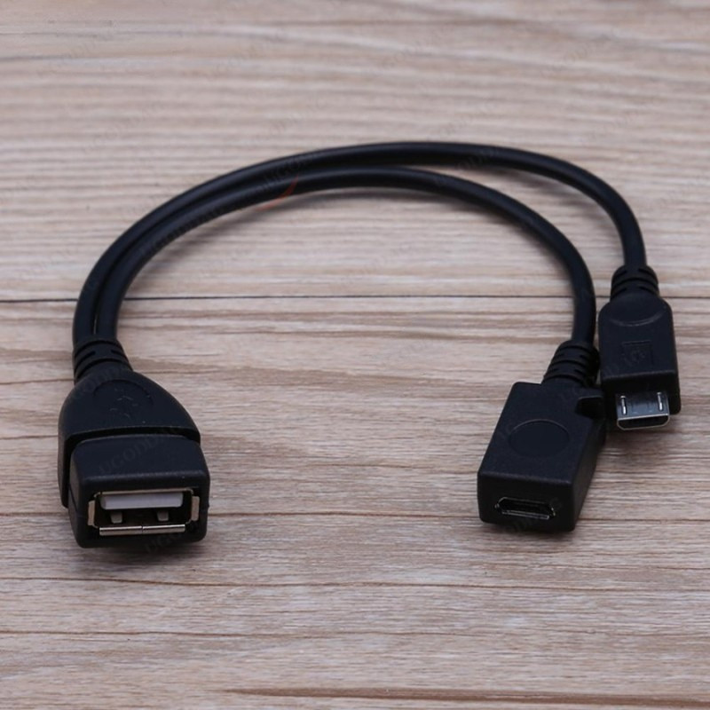 A-típusú USB-aljzat-mikro-USB-csavargazda OTG mikro USB-aljzat Y-kábellel külső tápegységgel mobiltelefonokhoz és táblagépekhez