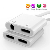Adaptor audio 2 în 1 Cablu separator pentru căști de încărcare pentru iPhone 13 12 11 Mufă auxiliară Iluminare căști 3,5 mm la mufa căști