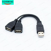 Dvigubas USB ilgintuvas – A kištukas iki 2 A kištukų Y kabelio maitinimo adapterio keitiklis USB2.0 kištukas į 2 dvigubas USB lizdas Y skirstytuvas 15 cm 30 cm