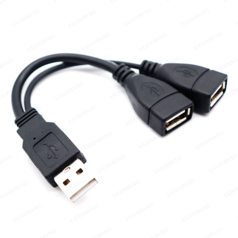 Dvigubas USB ilgintuvas – A kištukas iki 2 A kištukų Y kabelio maitinimo adapterio keitiklis USB2.0 kištukas į 2 dvigubas USB lizdas Y skirstytuvas 15 cm 30 cm