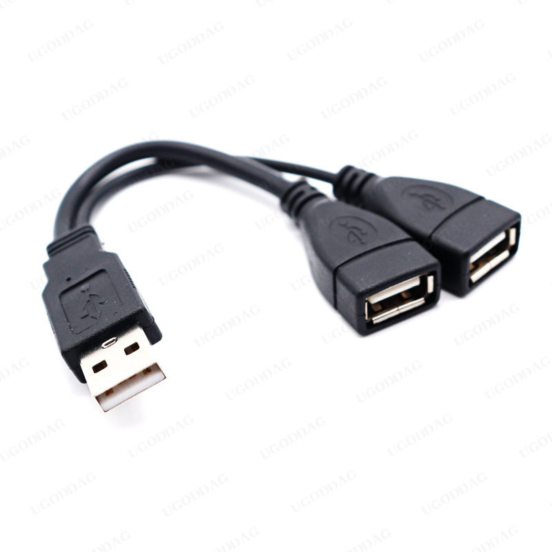 Dvigubas USB ilgintuvas – A kištukas iki 2 A kištukų Y kabelio maitinimo adapterio keitiklis USB2.0 kištukas į 2 dvigubas USB lizdas Y skirstytuvas 15 cm 30 cm